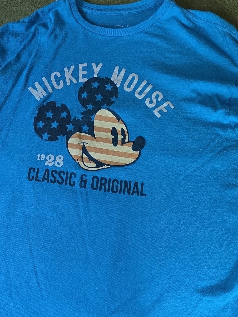 Disney Blue Mickey Mouse Short Sleeve Tee - Blue, Black, Cream
